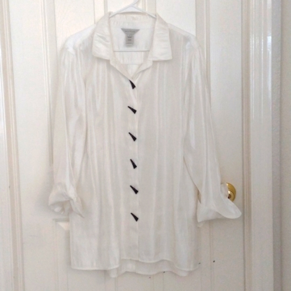 Women's plus size white 80s vintage shirt 1X